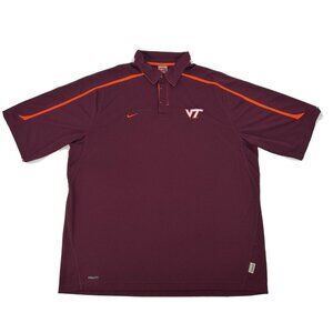Virginia Tech Hokies Shirt Men's L Maroon Nike Team Short Sleeve‎ Polo FitDry